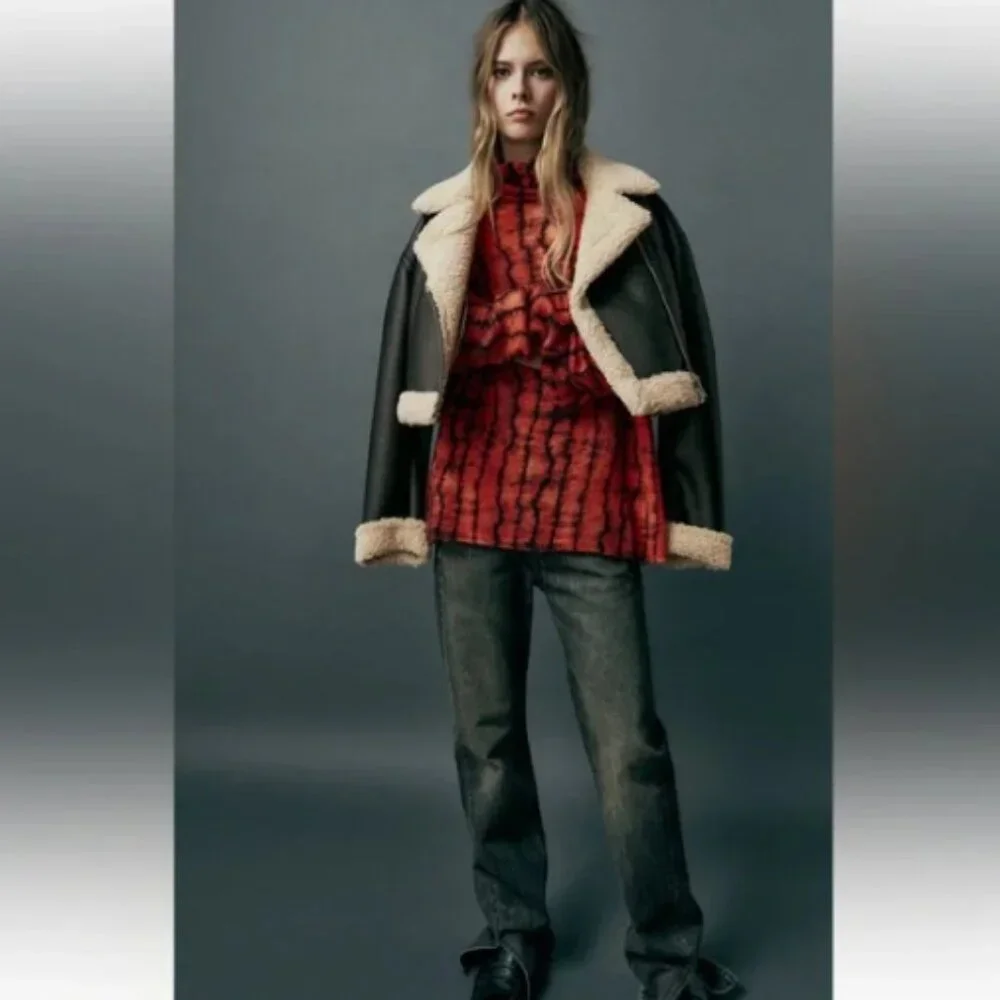 Zara Red and Black Tie Dye High Neck Sweater, NWT, L - Picture 13 of 16